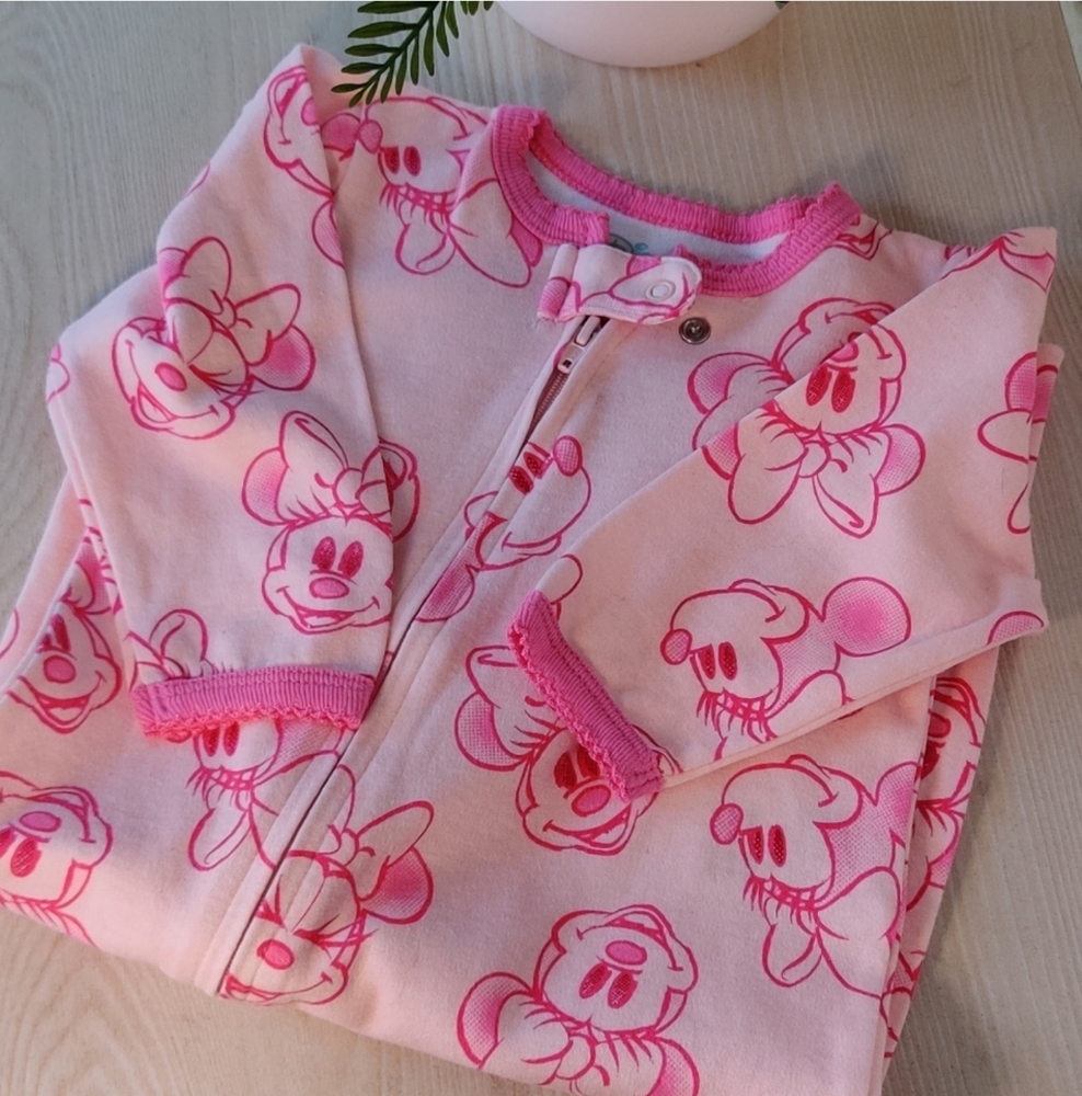 Disney Baby Pink Minnie Mouse Non Footed sleeper Size 6/9 Mo